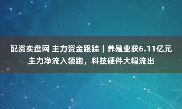 配资实盘网 主力资金跟踪｜养殖业获6.11亿元主力净流入领跑，科技硬件大幅流出